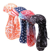 UNIQ Europe and the United States hot print long tail pirate hat tie with elongated elastic  silkly durag